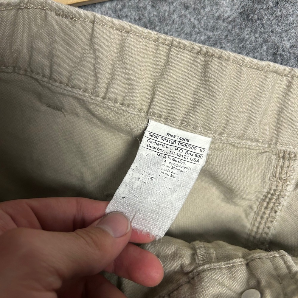 Carhartt Canvas Carpenter Shorts Tan Khaki Baggy Skater Vintage Size 38 - Picture 7 of 7